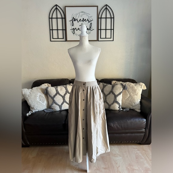 Vintage Y2K DKNY Maxi Length Button Snap Front Circle Skirt Size 14 Retro Summer - Picture 2 of 16